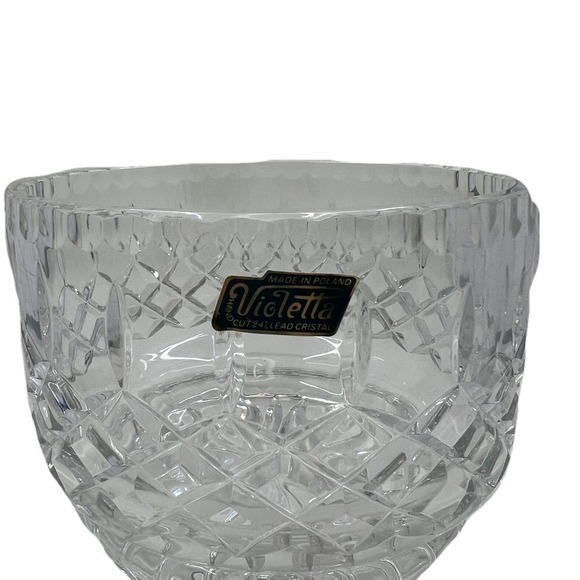Vintage Violetta Poland Vase Hand Cut 24% Lead Hand Cut Crystal Bowl - Picture 1 of 10